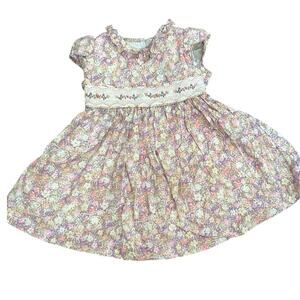 Iris & Ivy baby Floral Print fall Smocked embroider Dress SZ 18M purple pink